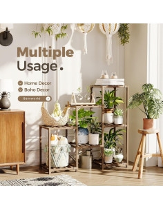 Soporte de Plantas Bamworld 3 Niveles Madera Carbonizada 68 kg 2