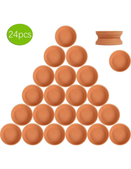 24 Platos de Terracota FCFKUK para Macetas de Suculentas 24 Platos de Terracota FCFKUK para Macetas de Suculentas