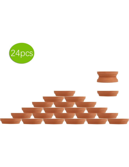 24 Platos de Terracota FCFKUK para Macetas de Suculentas 24 Platos de Terracota FCFKUK para Macetas de Suculentas