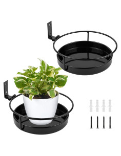 Soporte de Planta Montado en Pared ARTORA - 2 Estantes Flotantes de Metal Negro