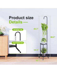 Soporte Colgante para Plantas 2 Niveles Chentingjiaju Negro 2