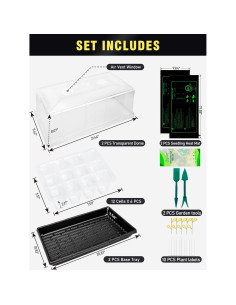 Bandeja de Inicio de Semillas Hugbow 144 Celdas con Domo 20cm 2