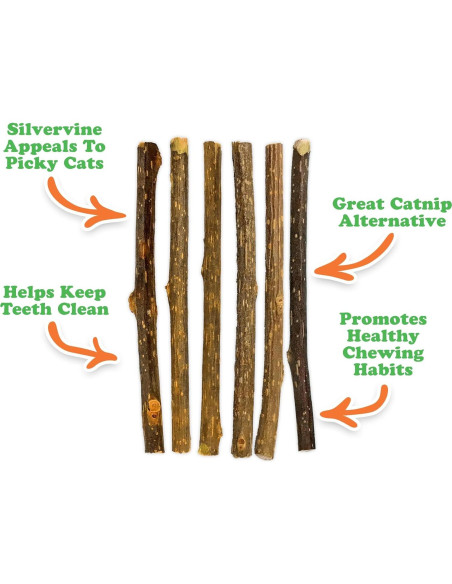 Palos de Silvervine Meowijuana 10 cm para Gatos - Masticables Naturales
