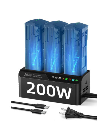 Cargador Hub 200W LKTOP para DJI Mavic 3 - Carga Rápida 1hr