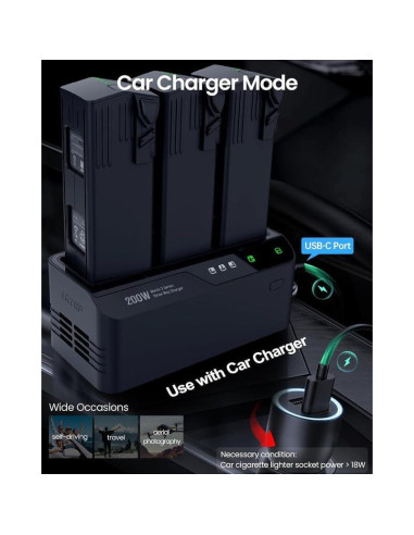 Cargador Hub 200W LKTOP para DJI Mavic 3 - Carga Rápida 1hr