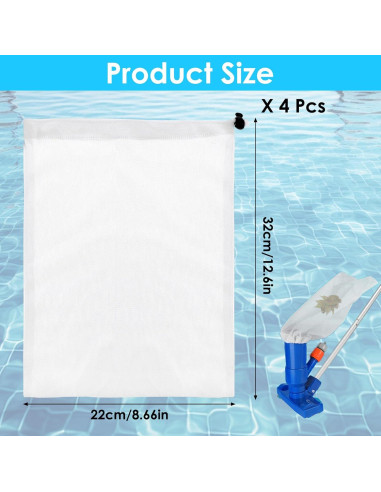 4 Bolsas de Reemplazo para Aspiradora de Piscina Aysatogc 32x22cm