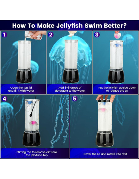 Lámpara de Medusas LED Eadaiylon 17 Colores 4 Modos 27.4cm