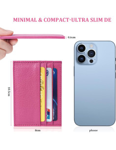 Billetera de Cuero URAQT Minimalista con Bloqueo RFID 6 Tarjetas 2