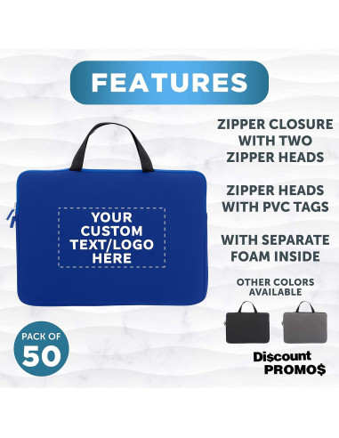 Fundas de Neopreno Personalizadas para Portátiles - 50 Unidades Azul