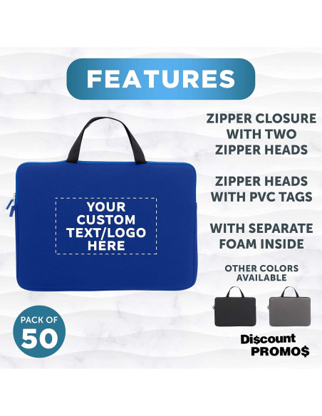 Fundas de Neopreno Personalizadas para Portátiles - 50 Unidades Azul