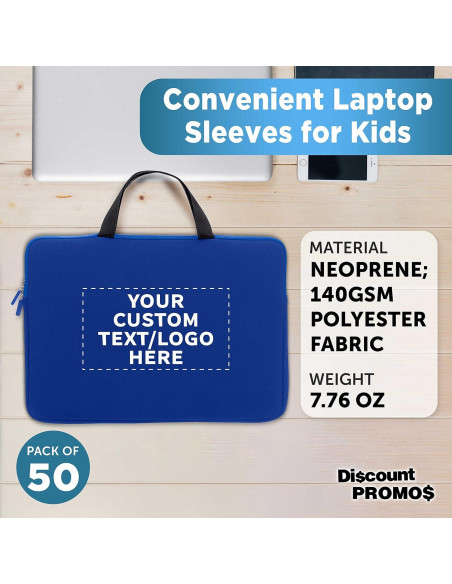 Fundas de Neopreno Personalizadas para Portátiles - 50 Unidades Azul