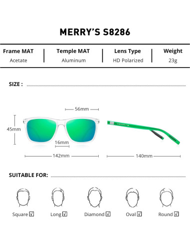 Gafas de sol polarizadas MERRY'S Vintage S8286 unisex