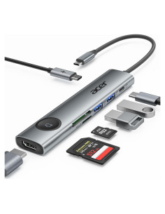 Adaptador USB C a HDMI Acer 7 en 1 4K 60Hz Gris
