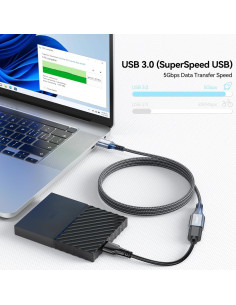 Cable Extensión USB 3.0 FEMORO 0.30m Macho a Hembra 5Gbps 2