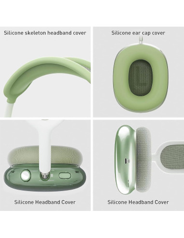 Funda 3 en 1 para AirPods Max MOLOPPO Verde - Silicona y TPU