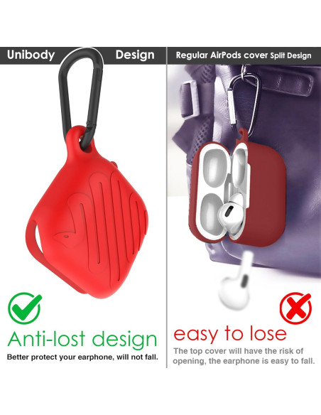 Funda Protectora Silicona Alloery para AirPods 4ta Generación Rojo