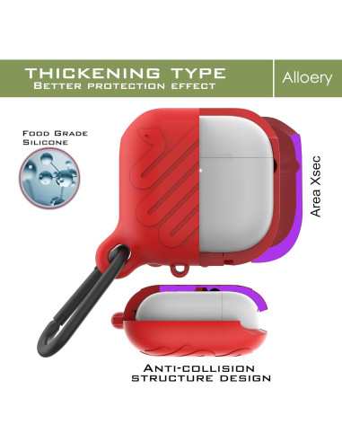 Funda Protectora Silicona Alloery para AirPods 4ta Generación Rojo