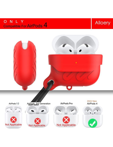 Funda Protectora Silicona Alloery para AirPods 4ta Generación Rojo