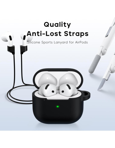 Funda Protectora Silicona RFUNGUANGO para AirPods 4ta Gen. Negra