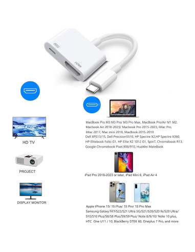 Adaptador USB C a HDMI 4K Hatuge para iPhone 15/16 y MacBook