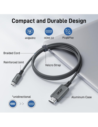 Cable USB C a HDMI 2.0M 4K 60Hz Acer OCB245
