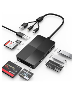 Lector de Tarjetas 8 en 1 SHOWAIST con 3 Puertos USB y OTG