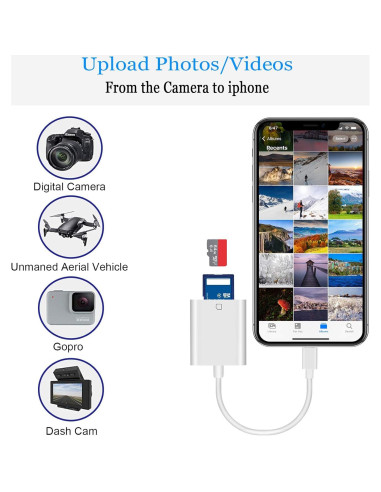 Lector de tarjeta SD a Lightning WORLDBOYU para iPhone/iPad