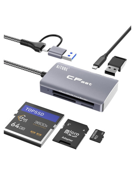 Lector de Tarjetas CFast 2.0 AiTURE 5 en 2 USB 3.2 5Gbps Lector de Tarjetas CFast 2.0 AiTURE 5 en 2 USB 3.2 5Gbps