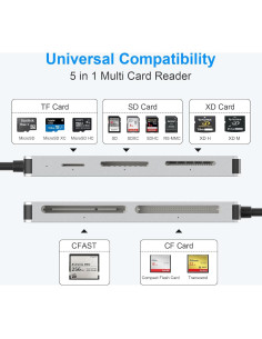 Lector de tarjetas 5 en 1 Rytaki Pro CFast USB-C 3.0 2