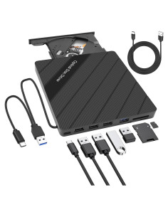 Unidad Externa CD/DVD XMSJSIY USB 3.0 Tipo-C 8 en 1 Portátil