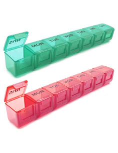 Organizador Semanal de Pastillas MODENGKONGJIAN 2 Piezas Rojo Verde