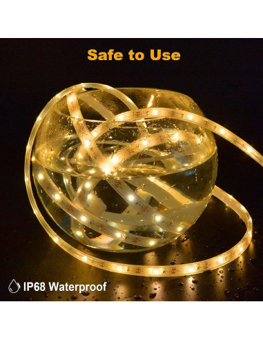 Luces LED de tira solar BSGlobal 15.24m 540 LED IP68 Blanco cálido