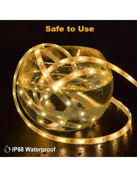 Luces LED de tira solar BSGlobal 15.24m 540 LED IP68 Blanco cálido
