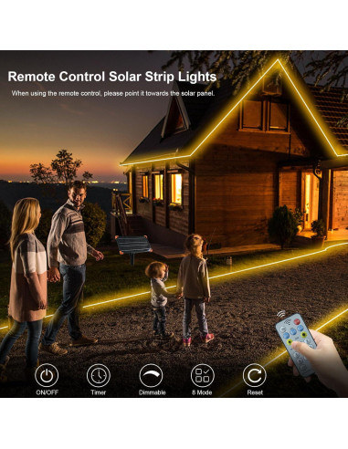 Luces LED de tira solar BSGlobal 15.24m 540 LED IP68 Blanco cálido