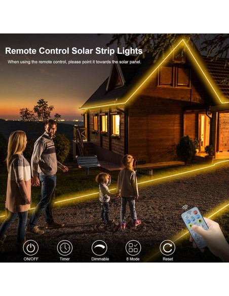 Luces LED de tira solar BSGlobal 15.24m 540 LED IP68 Blanco cálido