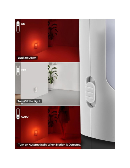 Luz Nocturna Enchufable DORESshop Roja con Sensor de Movimiento 2Pack Luz Nocturna Enchufable DORESshop Roja con Sensor de Movimiento 2Pack