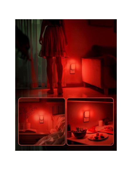 Luz Nocturna Enchufable DORESshop Roja con Sensor de Movimiento 2Pack Luz Nocturna Enchufable DORESshop Roja con Sensor de Movimiento 2Pack