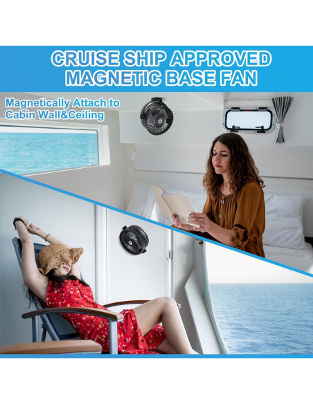 Ventilador de Crucero CruiSeaU Magnético 8000mAh Luz LED Ventilador de Crucero CruiSeaU Magnético 8000mAh Luz LED