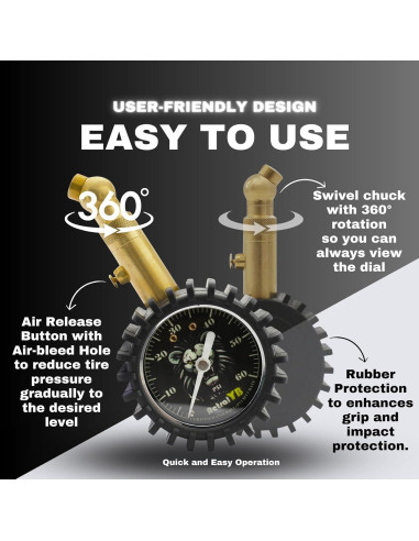 Manómetro de Presión de Neumáticos AetralYB 0-60 PSI 2"