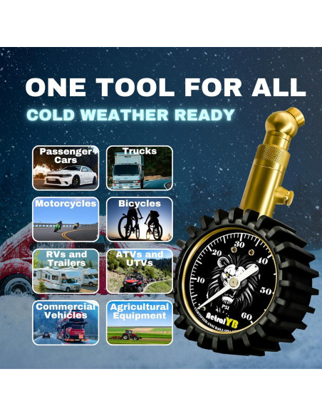 Manómetro de Presión de Neumáticos AetralYB 0-60 PSI 2"