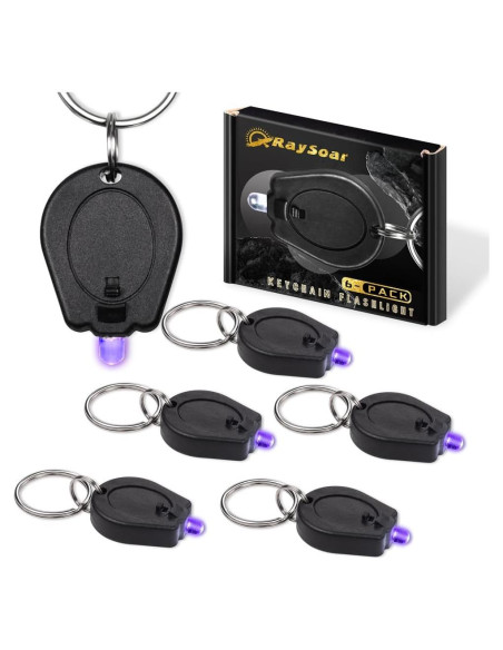 Paquete de 6 Linternas UV LED RaySoar 395nm Llave Prácticas