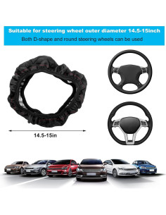 Funda de Volante de Coche Povtii 38.1 cm Cuero Antideslizante 2