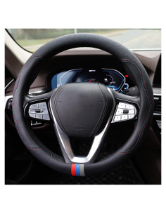 Cubierta de Volante SZYUCHEN para BMW 37-38 cm Cuero Negro