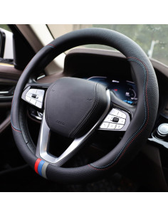 Cubierta de Volante SZYUCHEN para BMW 37-38 cm Cuero Negro 2