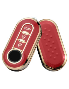 Funda de Llave Inteligente HIBEYO para Fiat 500 - Rojo