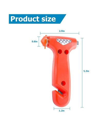 Martillo de Seguridad BELOMI 5 en 1 para Automóvil Naranja