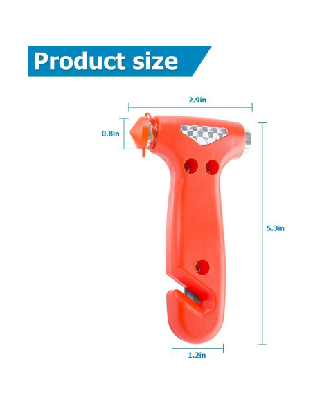 Martillo de Seguridad BELOMI 5 en 1 para Automóvil Naranja