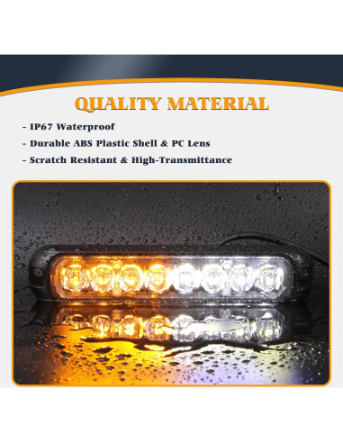 Kit de luces estroboscópicas LED V-SEK 8 piezas ámbar y blanco