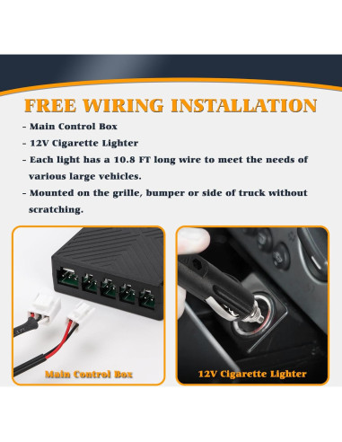 Kit de luces estroboscópicas LED V-SEK 8 piezas ámbar y blanco