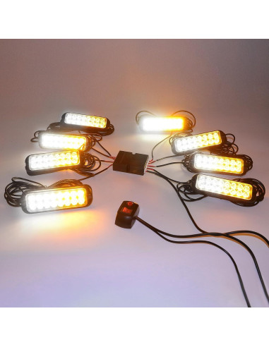 Kit de luces estroboscópicas LED V-SEK 8 piezas ámbar y blanco